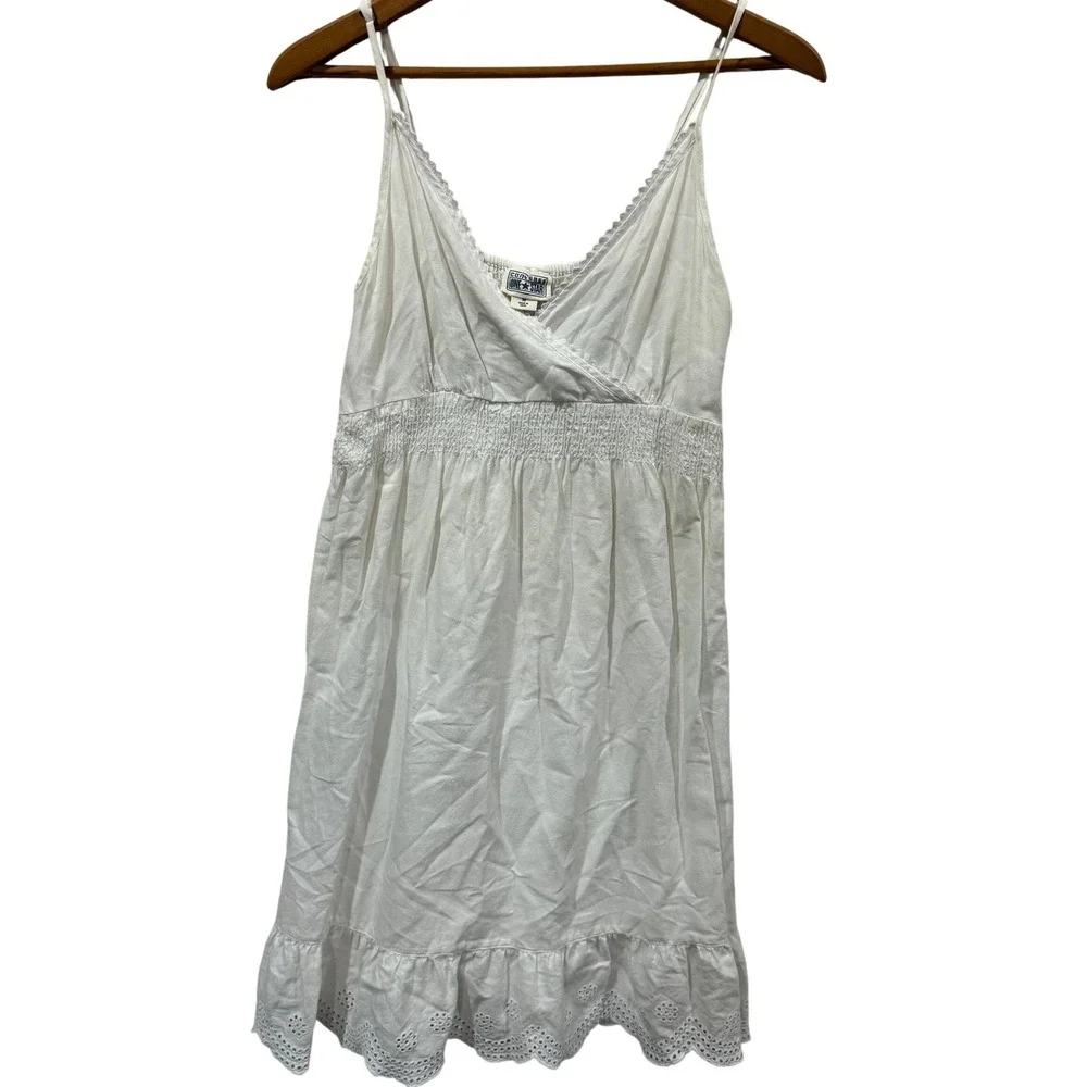 Converse One Star Womens White Eyelet Lace Smocked Empire Waist Mini Dress Medm - Picture 1 of 6